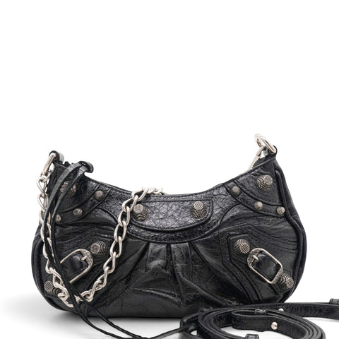 Balenciaga Agneau Arena Le Cagole Mini Purse With Chain Black 