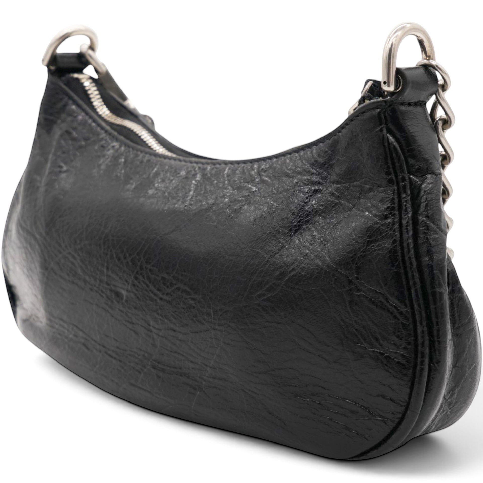 Balenciaga Agneau Arena Le Cagole Mini Purse With Chain Black 