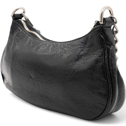 Balenciaga Agneau Arena Le Cagole Mini Purse With Chain Black 