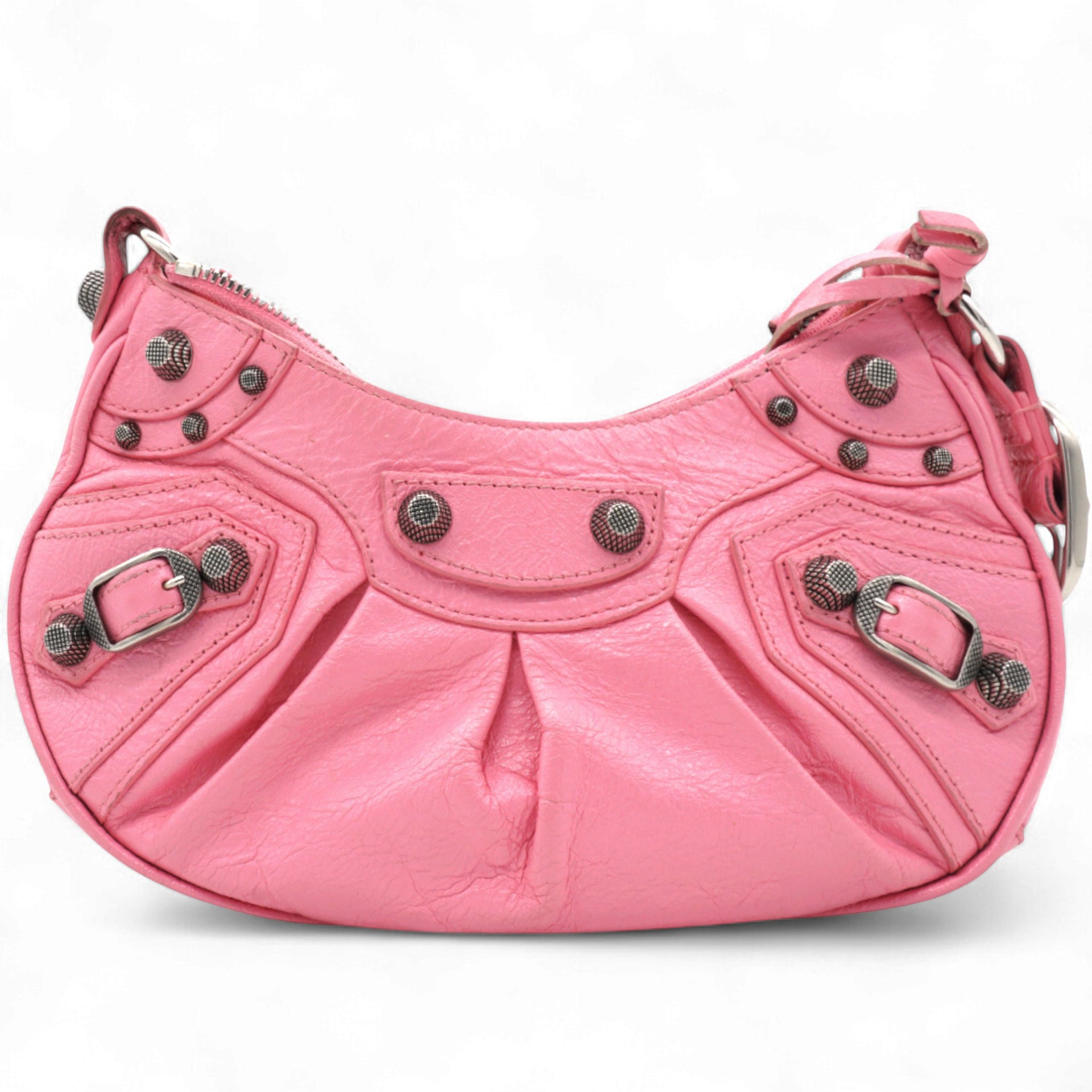 Balenciaga Agneau Arena Le Cagole Shoulder Bag XS Candy Pink 