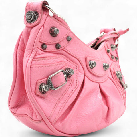 Balenciaga Agneau Arena Le Cagole Shoulder Bag XS Candy Pink 