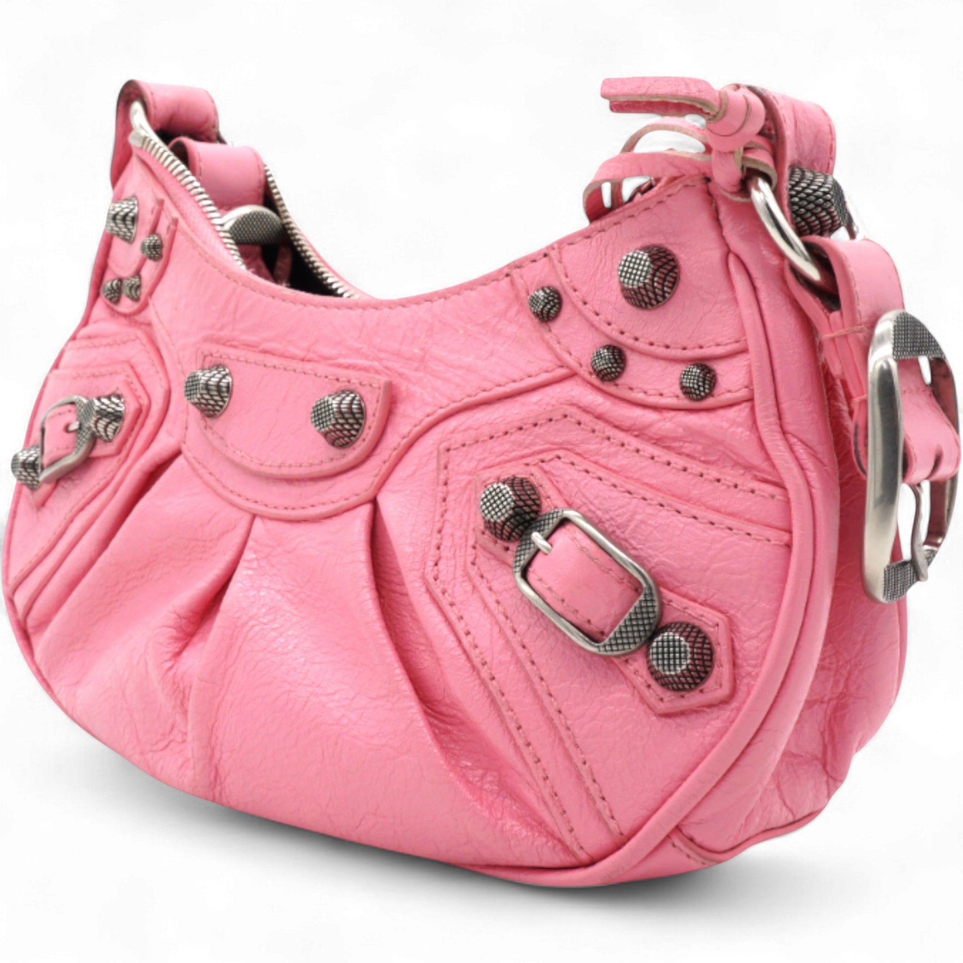 Balenciaga Agneau Arena Le Cagole Shoulder Bag XS Candy Pink 
