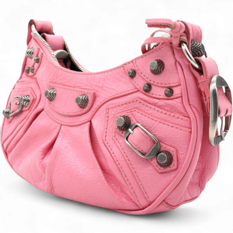 Balenciaga Agneau Arena Le Cagole Shoulder Bag XS Candy Pink 