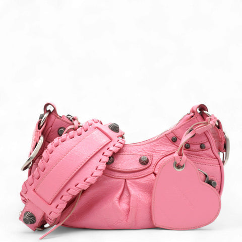 Balenciaga Agneau Arena Le Cagole Shoulder Bag XS Candy Pink 