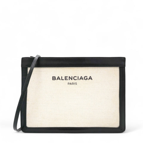 Balenciaga Cotton Canvas Pochette Crossbody Bag Black