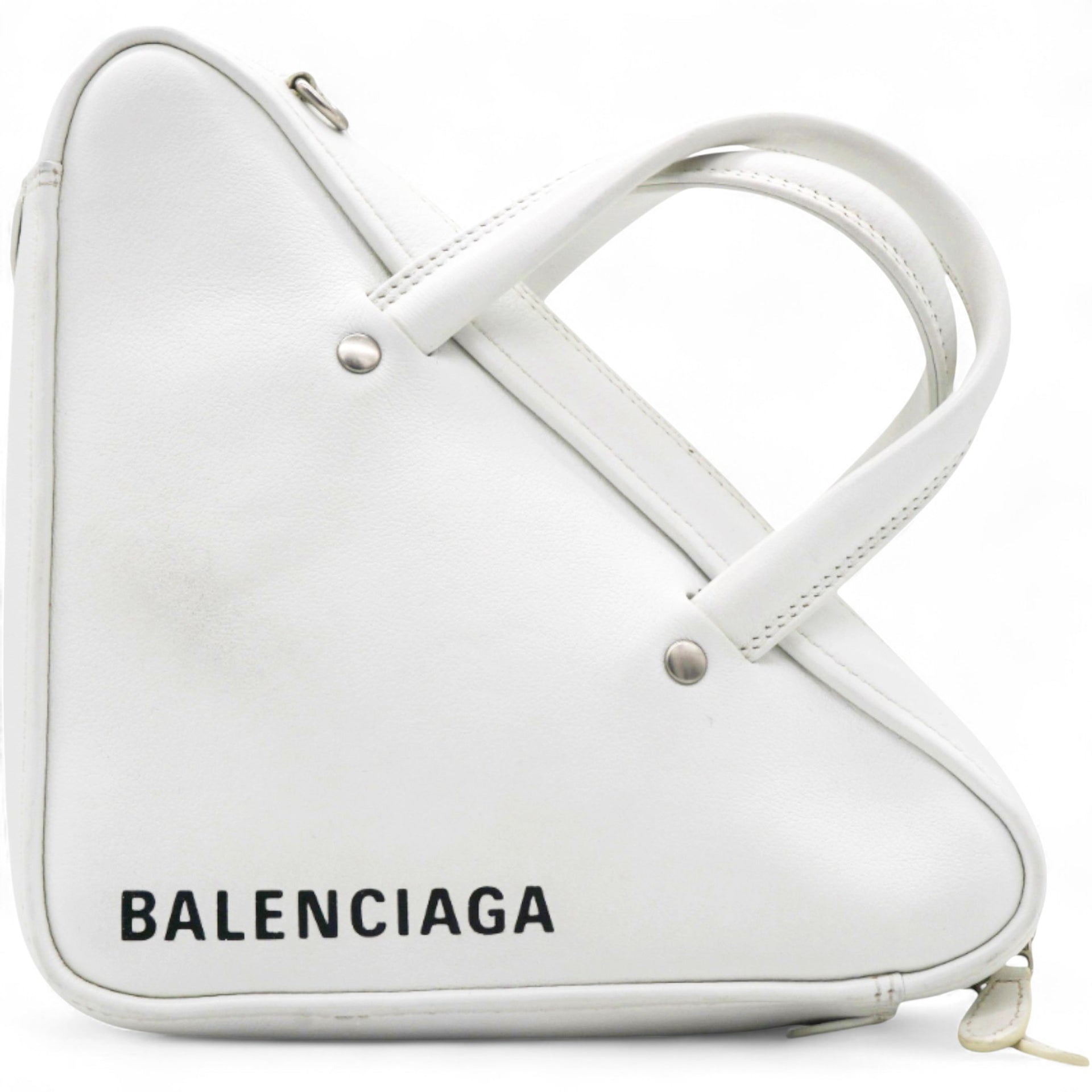  Balenciaga Leather Triangle Duffle White 