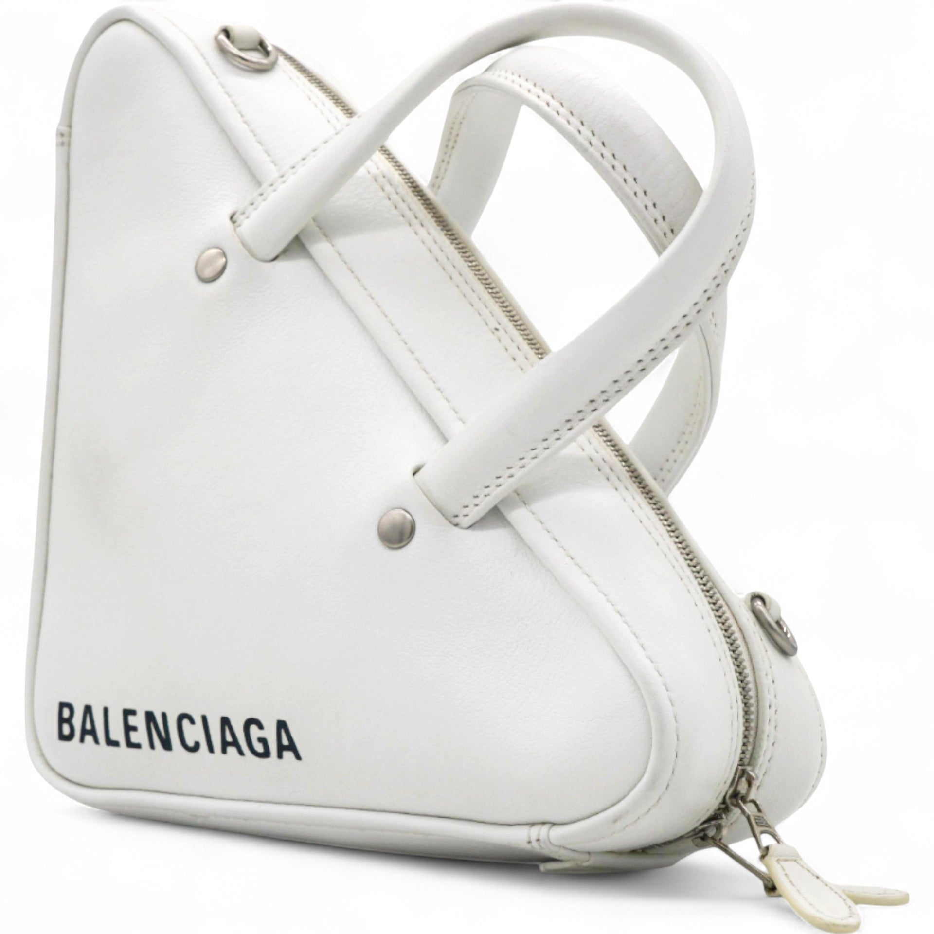  Balenciaga Leather Triangle Duffle White 