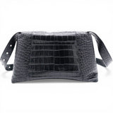 Balenciaga Medium Extra Supple Calfskin Crocodile Embossed Monochrome XS Downtown Shoulder Bag Black 