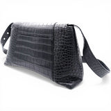 Balenciaga Medium Extra Supple Calfskin Crocodile Embossed Monochrome XS Downtown Shoulder Bag Black 