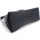 Balenciaga Medium Extra Supple Calfskin Crocodile Embossed Monochrome XS Downtown Shoulder Bag Black 