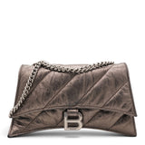 Balenciaga Metallic Crushed Calfskin Quilted XS Crush Chain Bag Dark Bronze 