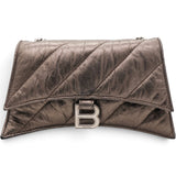 Balenciaga Metallic Crushed Calfskin Quilted XS Crush Chain Bag Dark Bronze 