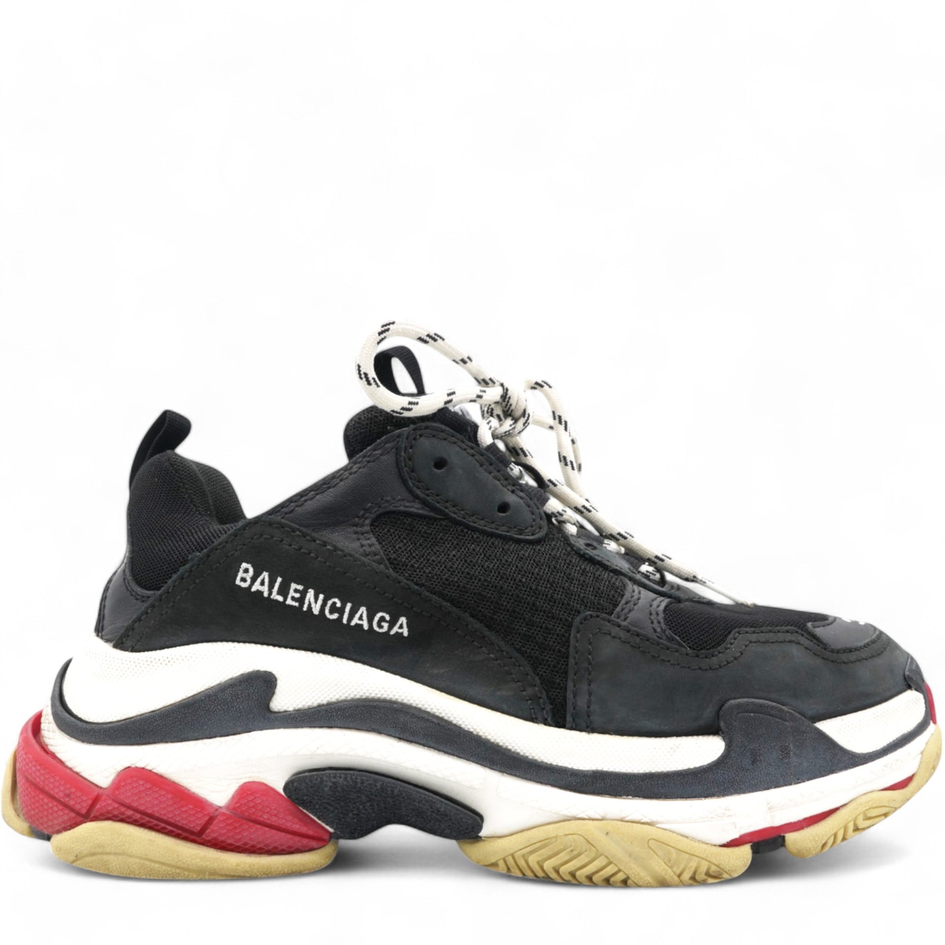 Balenciaga Triple S Sneakers in Black/Red Polyurethane Size39 