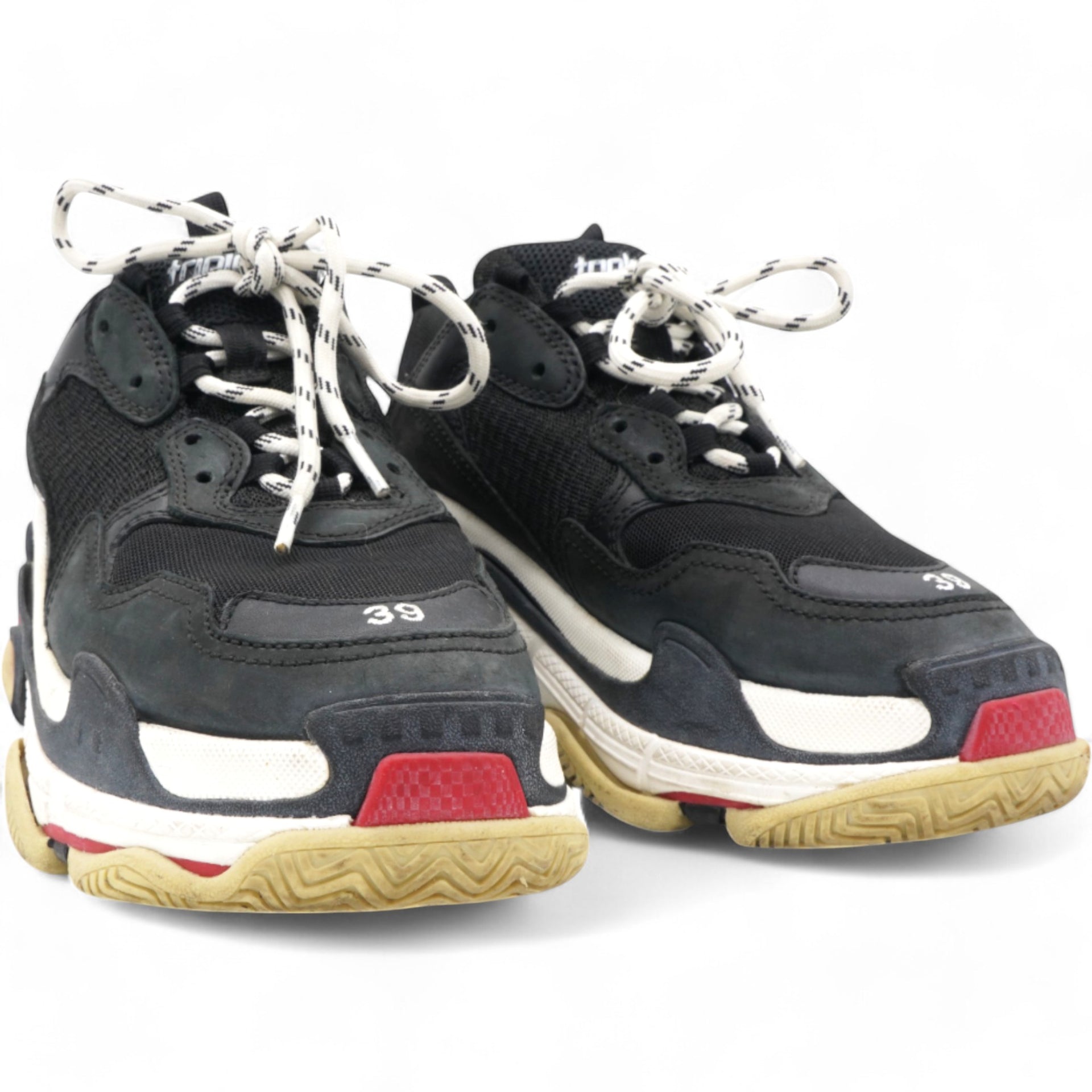 Balenciaga Triple S Sneakers in Black/Red Polyurethane Size39 