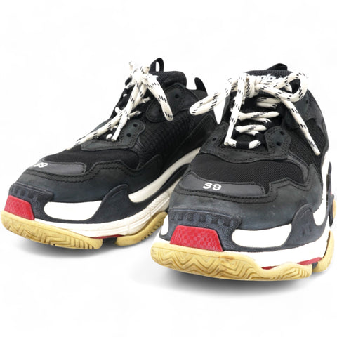Balenciaga Triple S Sneakers in Black/Red Polyurethane Size39 