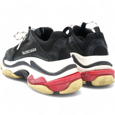 Balenciaga Triple S Sneakers in Black/Red Polyurethane Size39 