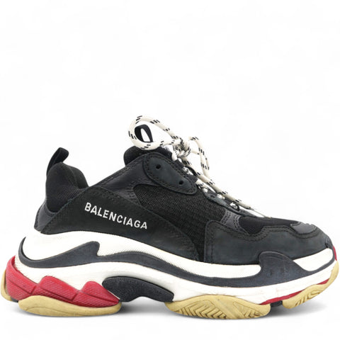 Balenciaga Triple S Sneakers in Black/Red Polyurethane Size39 