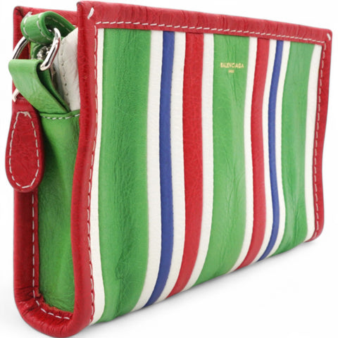  Balenciaga Veau Arena Multicolore Bazar Strap Clutch Green Blue Red White 