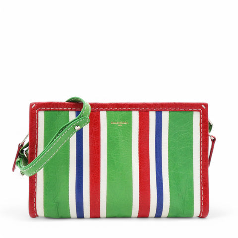  Balenciaga Veau Arena Multicolore Bazar Strap Clutch Green Blue Red White