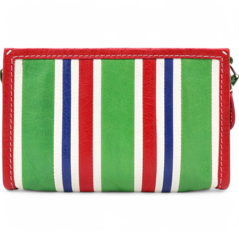  Balenciaga Veau Arena Multicolore Bazar Strap Clutch Green Blue Red White 