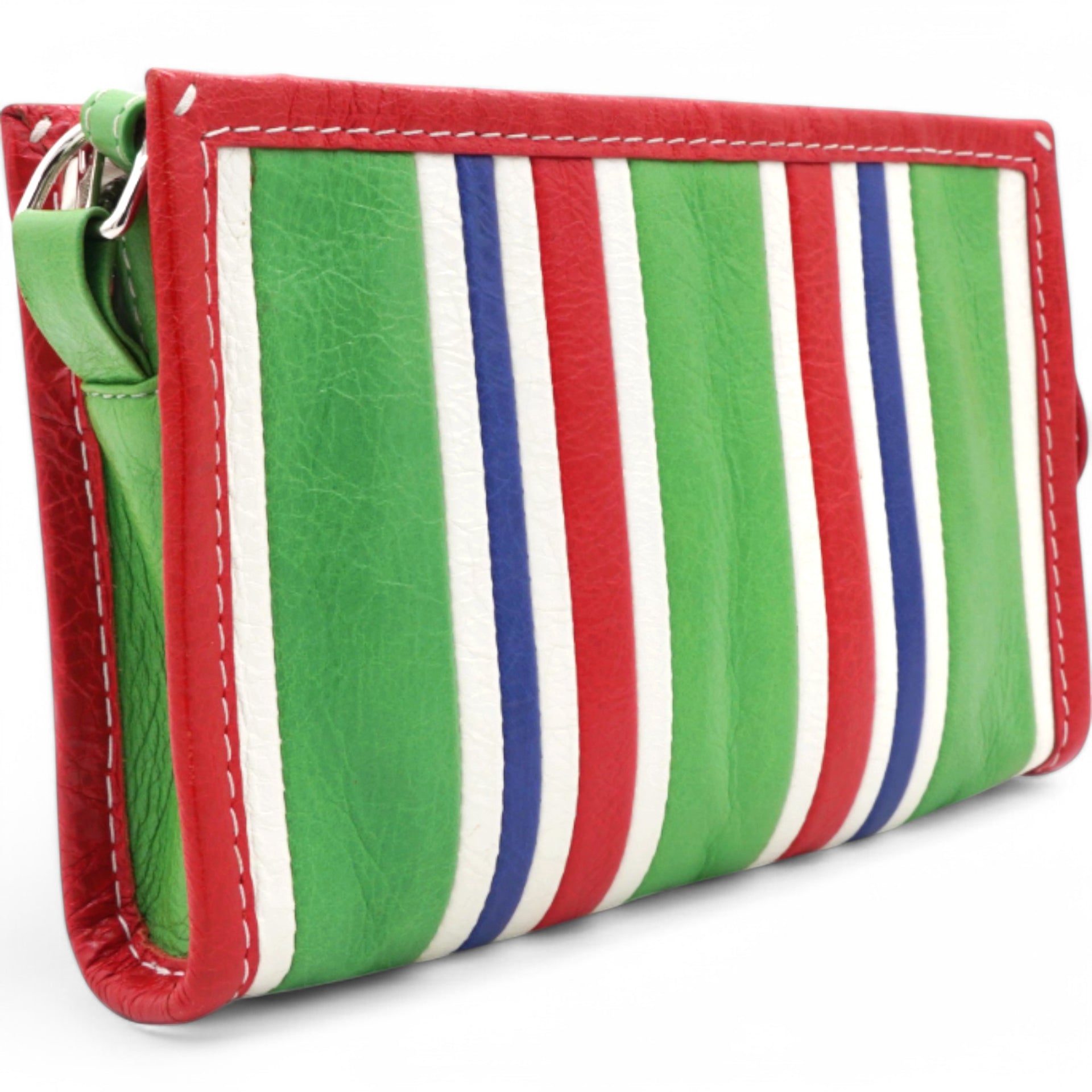  Balenciaga Veau Arena Multicolore Bazar Strap Clutch Green Blue Red White 