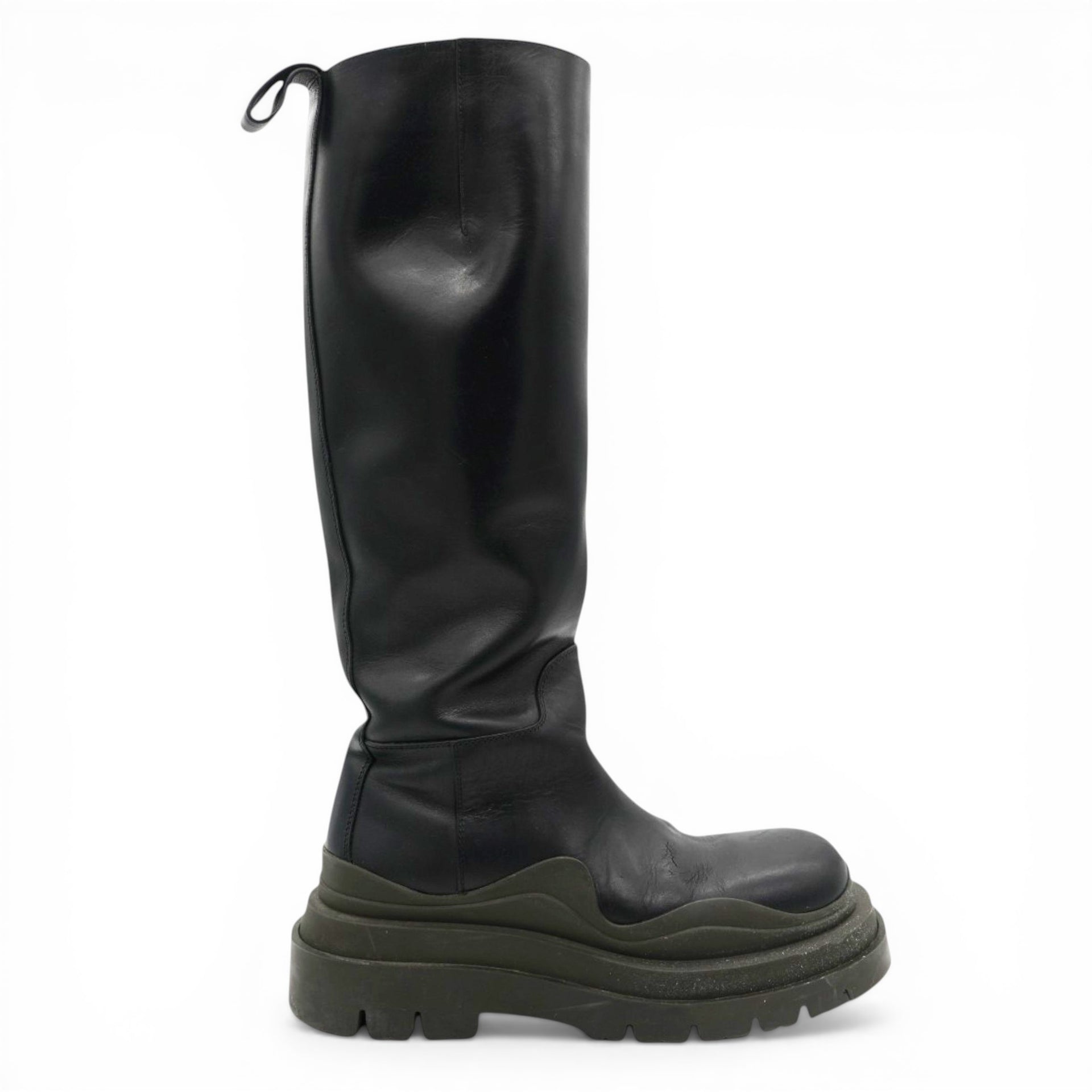 Bottega Veneta Black Green Tire Tall Boots Size37