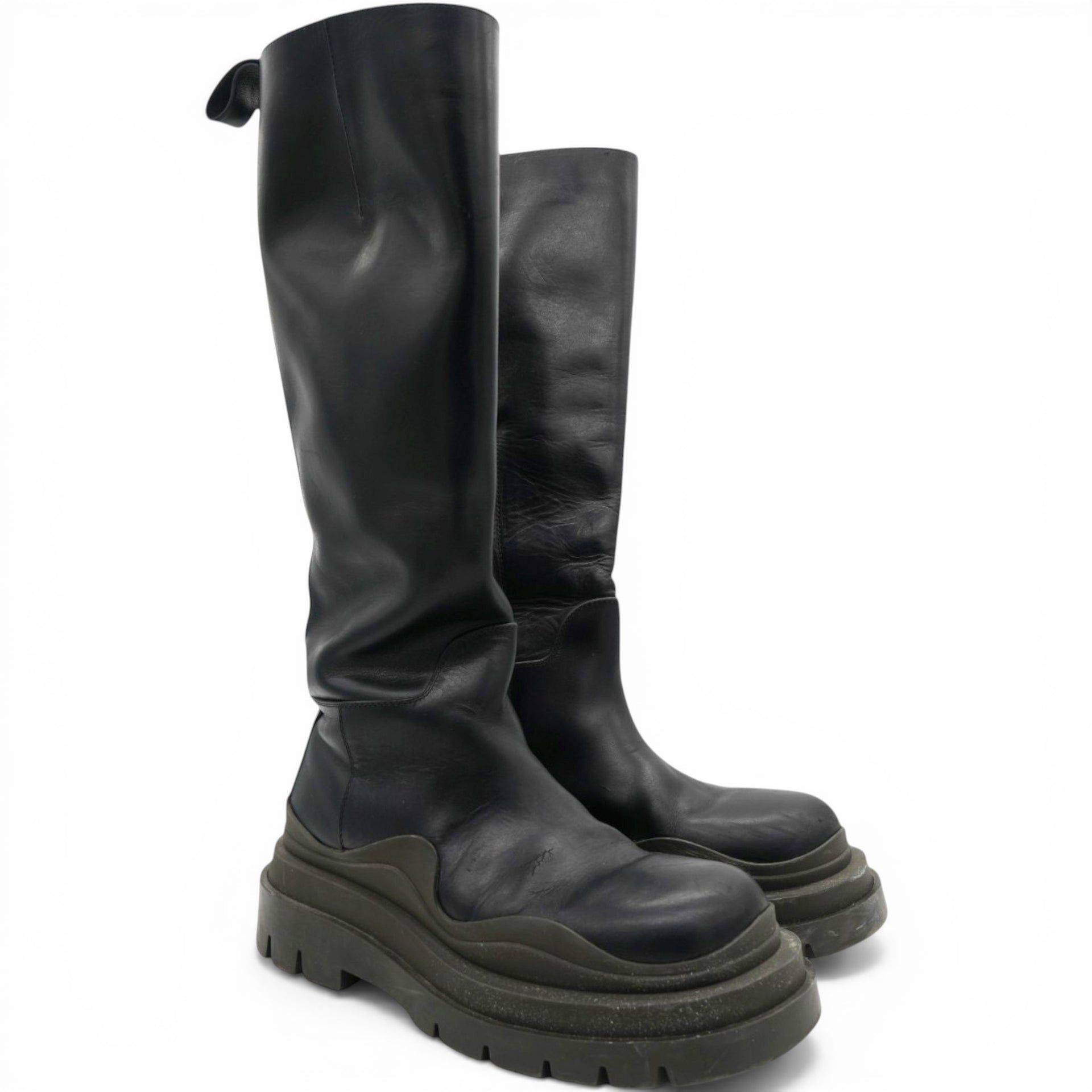 Bottega Veneta Black Green Tire Tall Boots Size37 