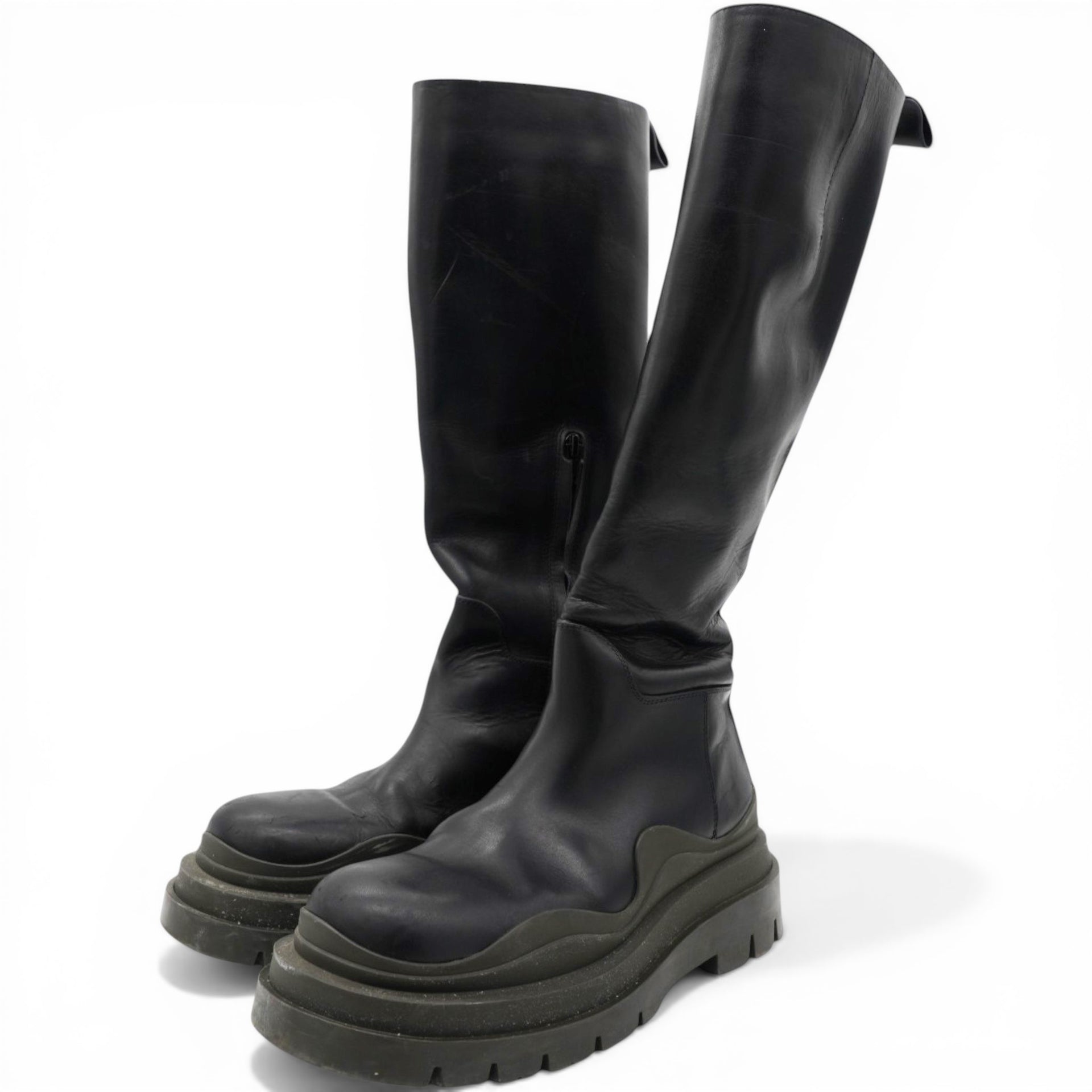 Bottega Veneta Black Green Tire Tall Boots Size37 