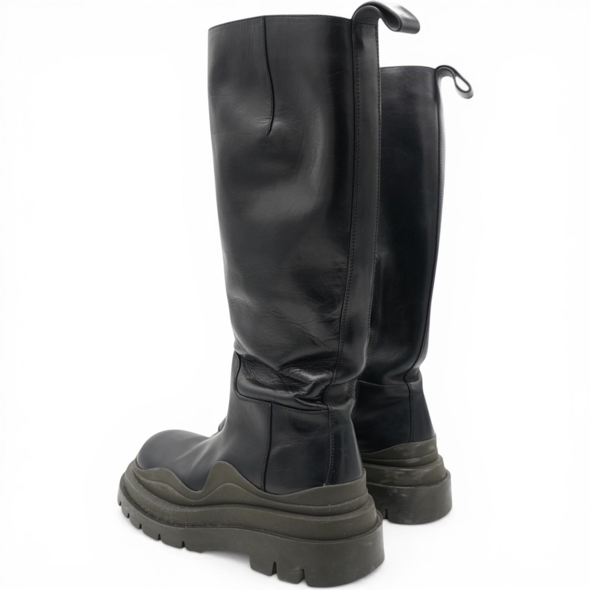 Bottega Veneta Black Green Tire Tall Boots Size37 