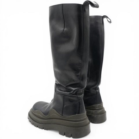 Bottega Veneta Black Green Tire Tall Boots Size37 