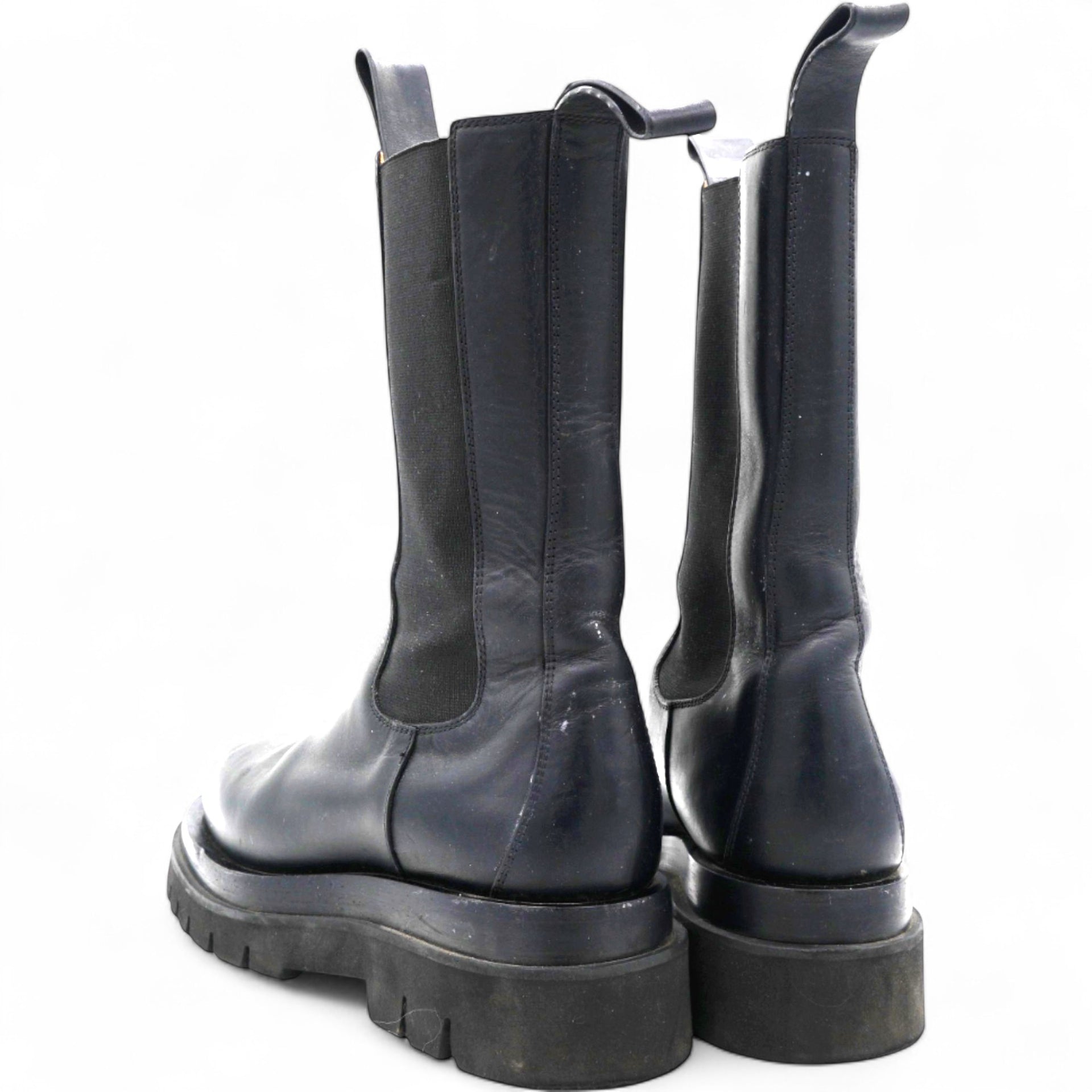 Bottega Veneta Lug Chunky Sole Boots in Black Leather Size36.5 