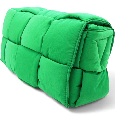 Bottega Veneta Nylon Intrecciato Padded Tech Cassette Bag Parakeet 