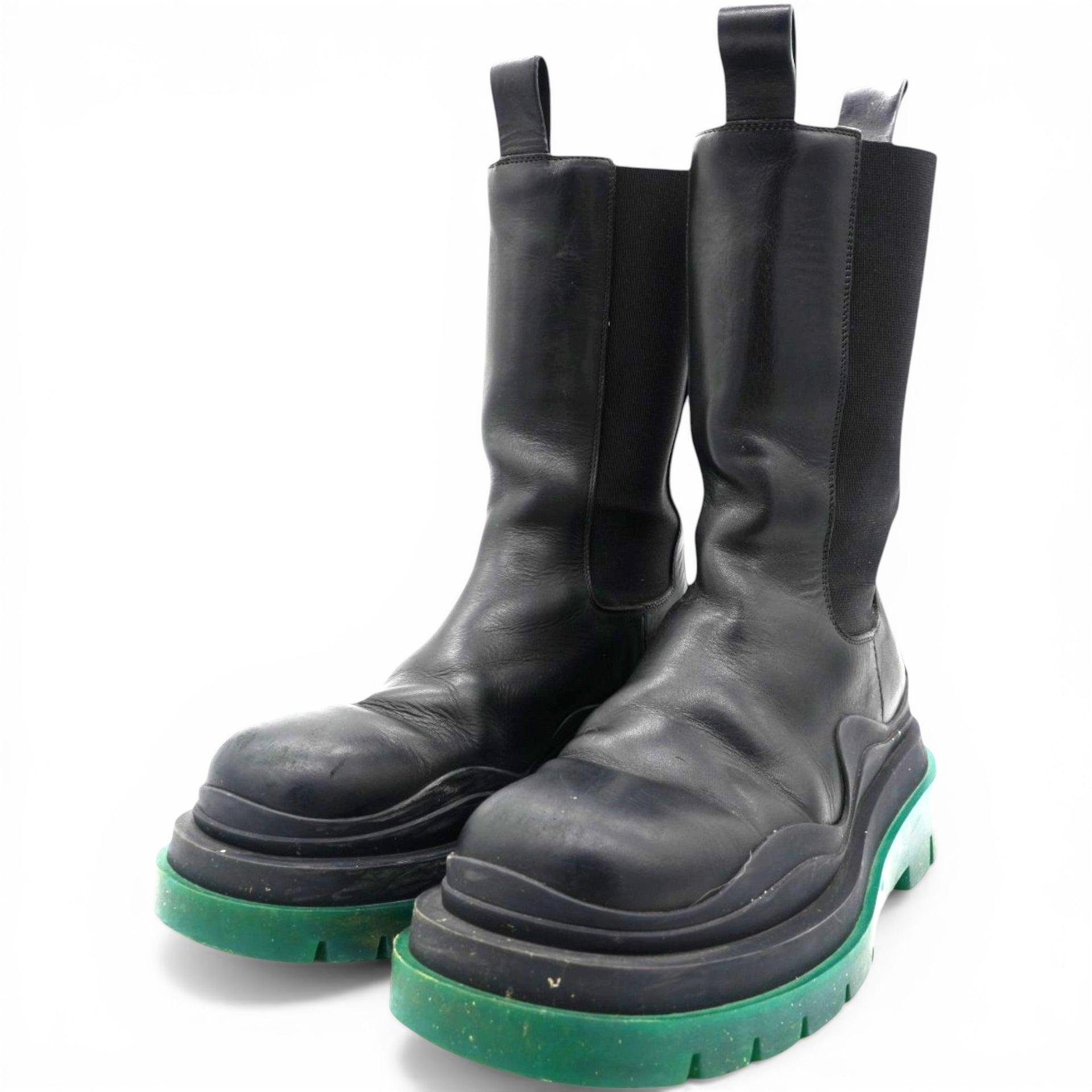 Bottega Veneta The Tire Chelsea Boots Black Green Size37 