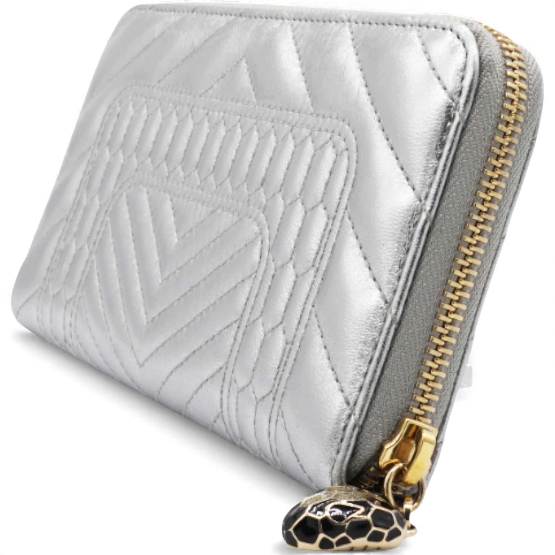 Bvlgari Authentic Leather Long Wallet Serpenti Forever Silver Rare