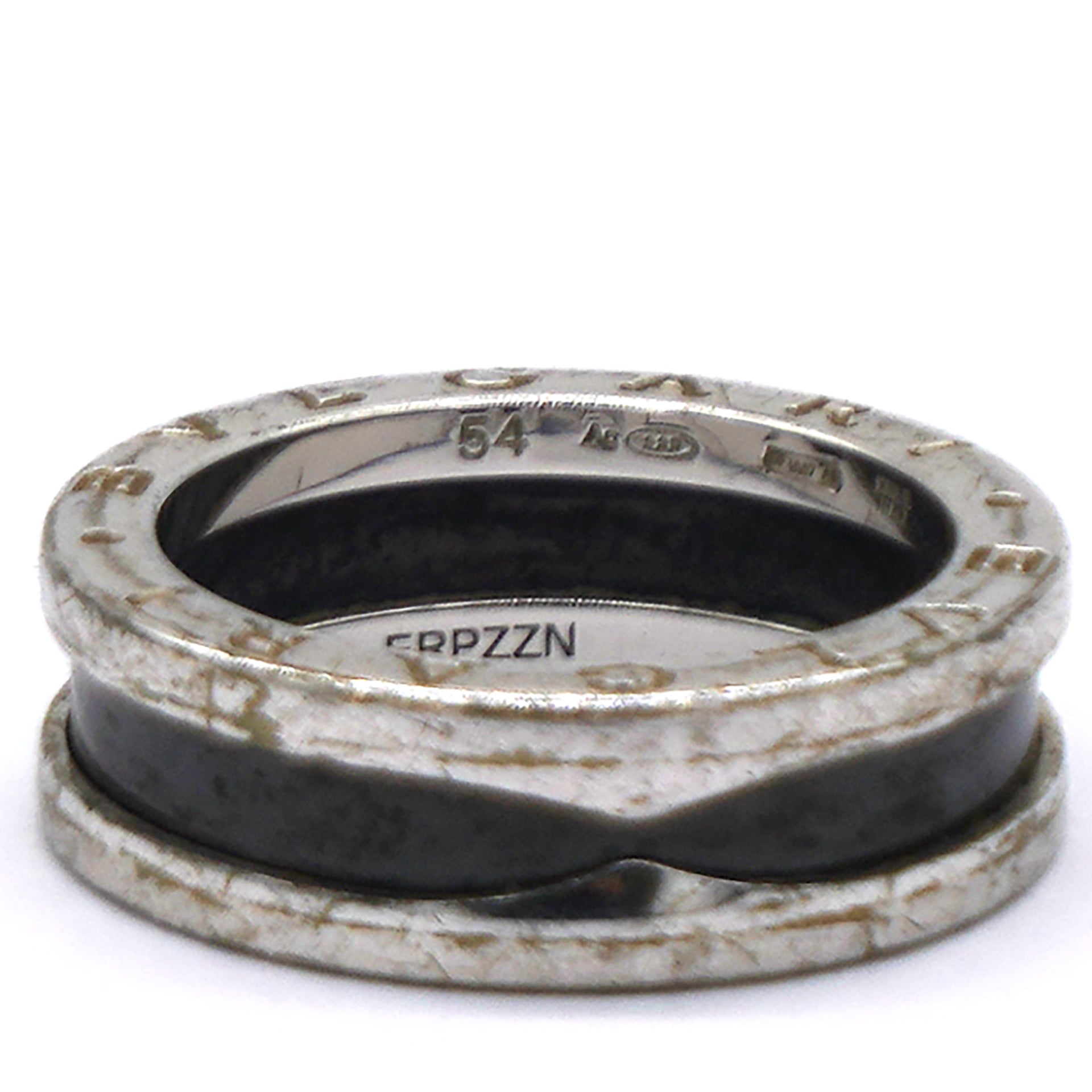 Bvlgari B.Zero1 Save The Children Ceramic Sterling Silver Ring Size54 