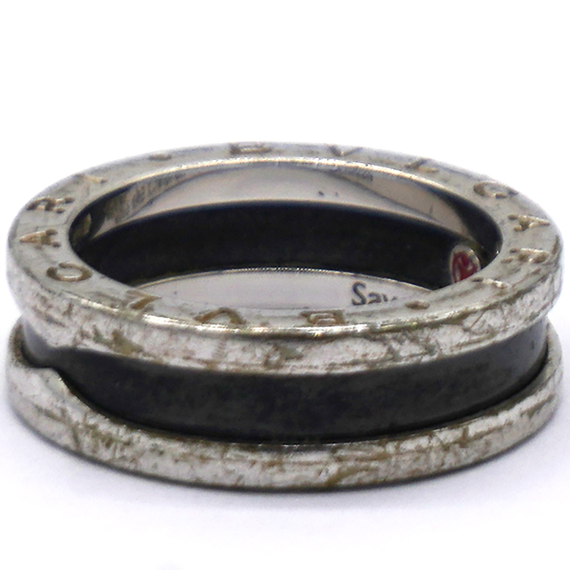 Bvlgari B.Zero1 Save The Children Ceramic Sterling Silver Ring Size54 