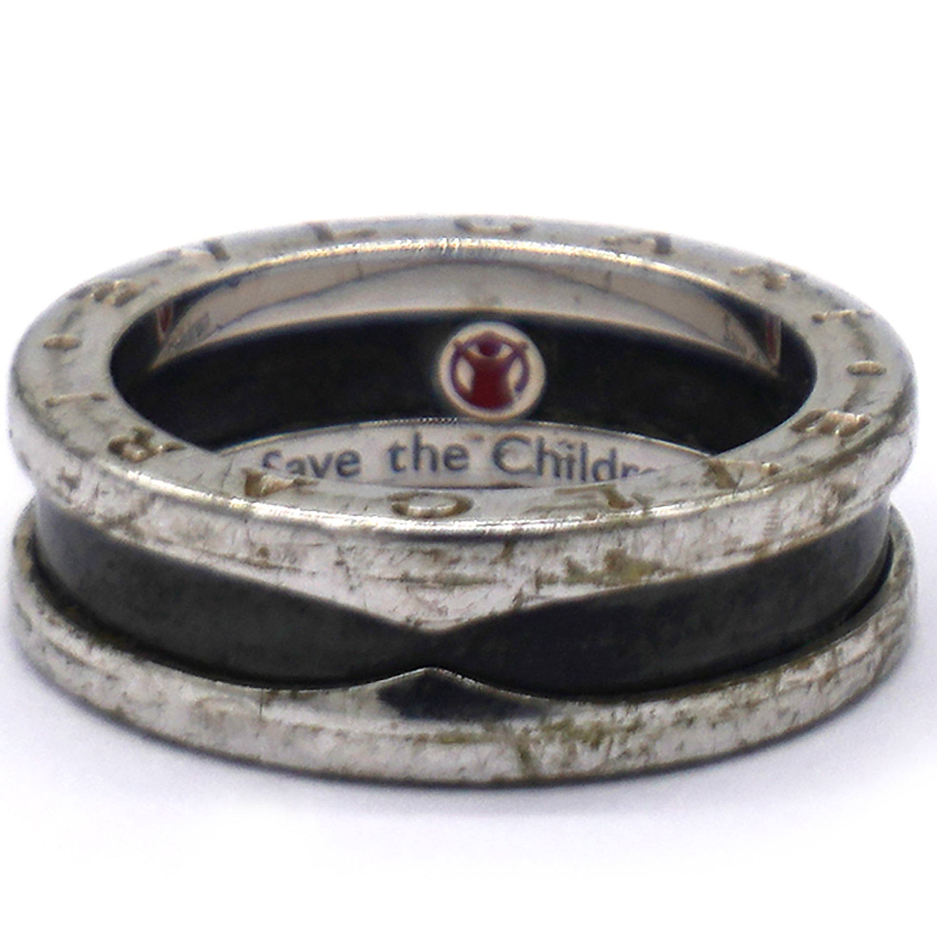 Bvlgari B.Zero1 Save The Children Ceramic Sterling Silver Ring Size54 