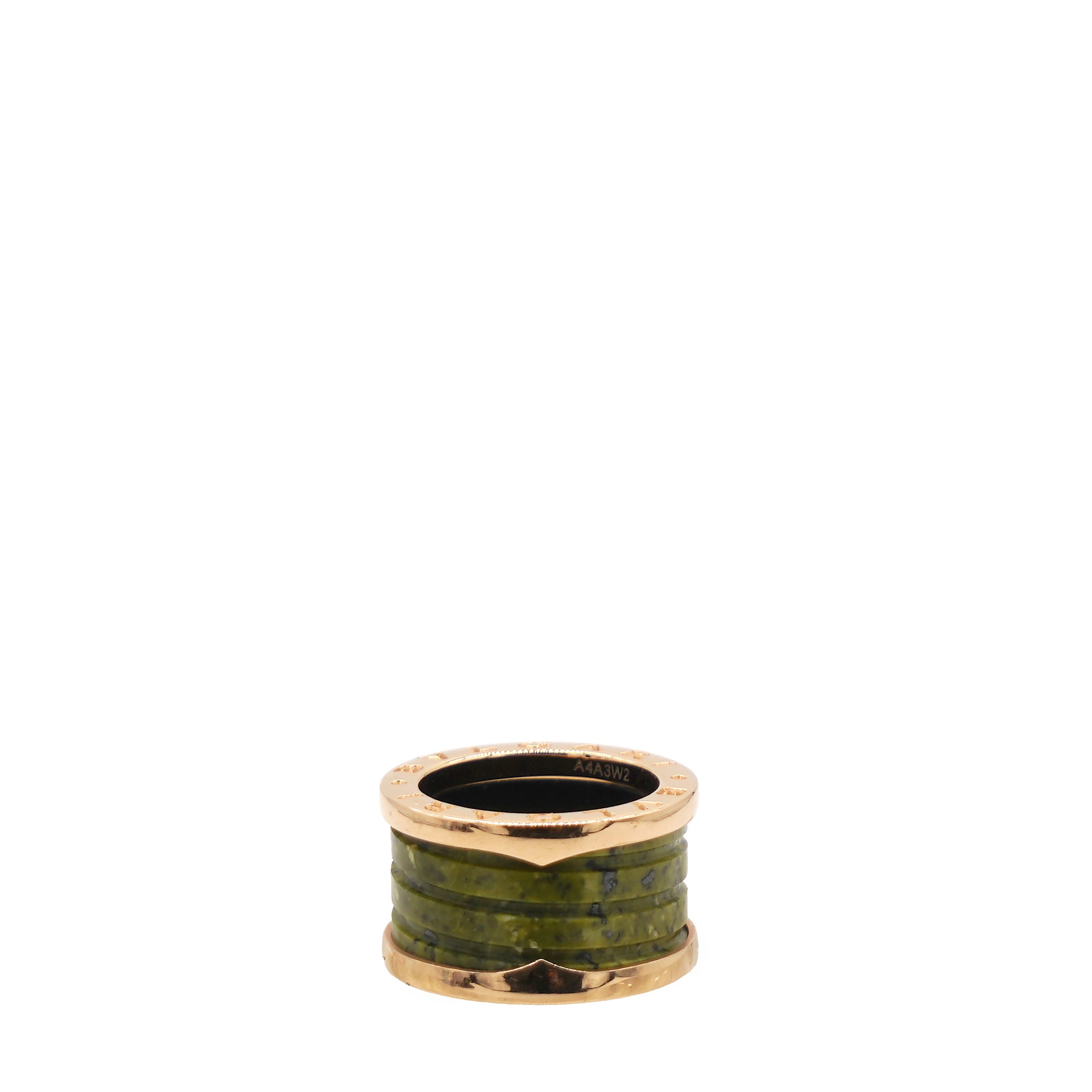 Bvlgari B.Zero Green Marble 18k Rose Gold Band Ring Size48 