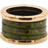 Bvlgari B.Zero Green Marble 18k Rose Gold Band Ring Size48 