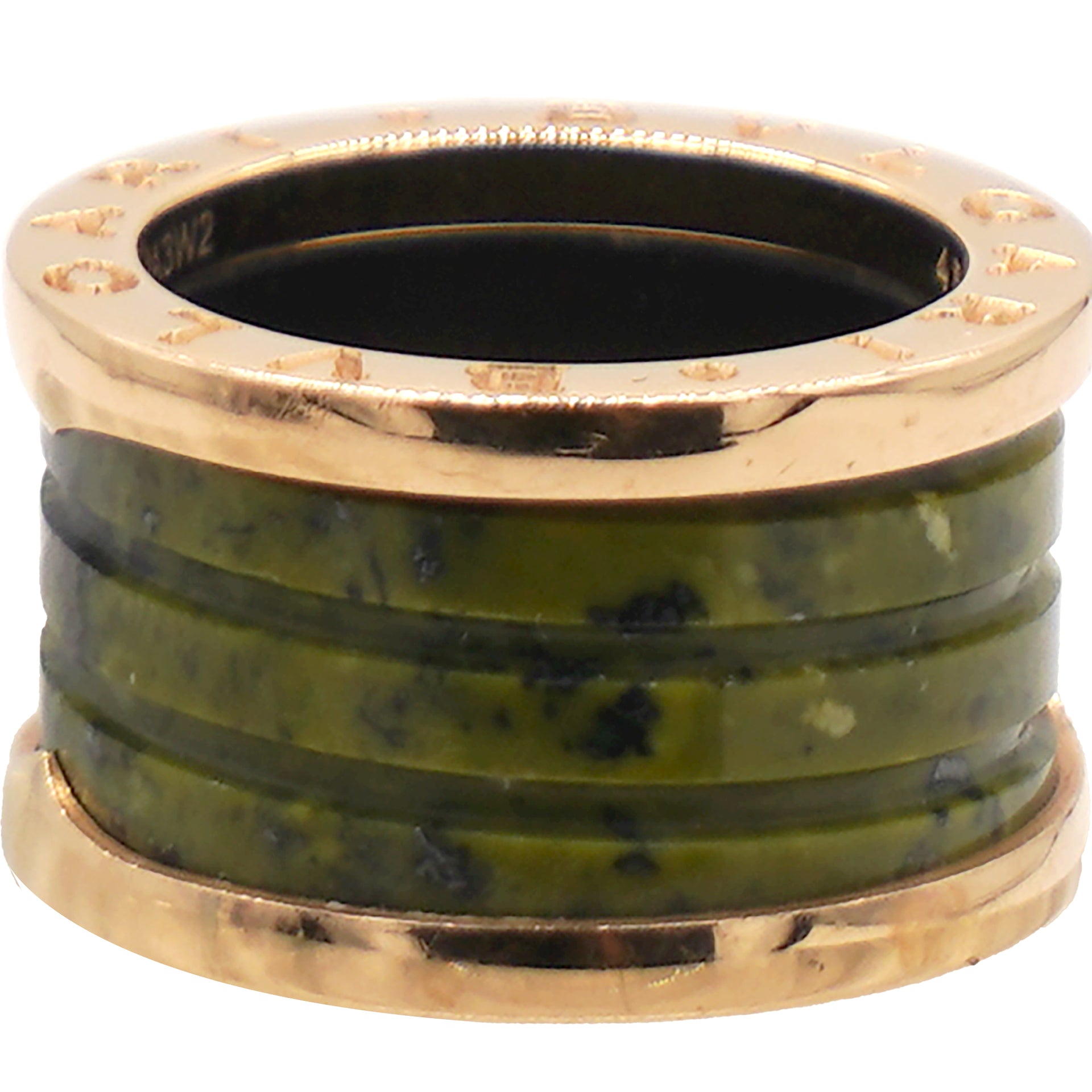 Bvlgari B.Zero Green Marble 18k Rose Gold Band Ring Size48 