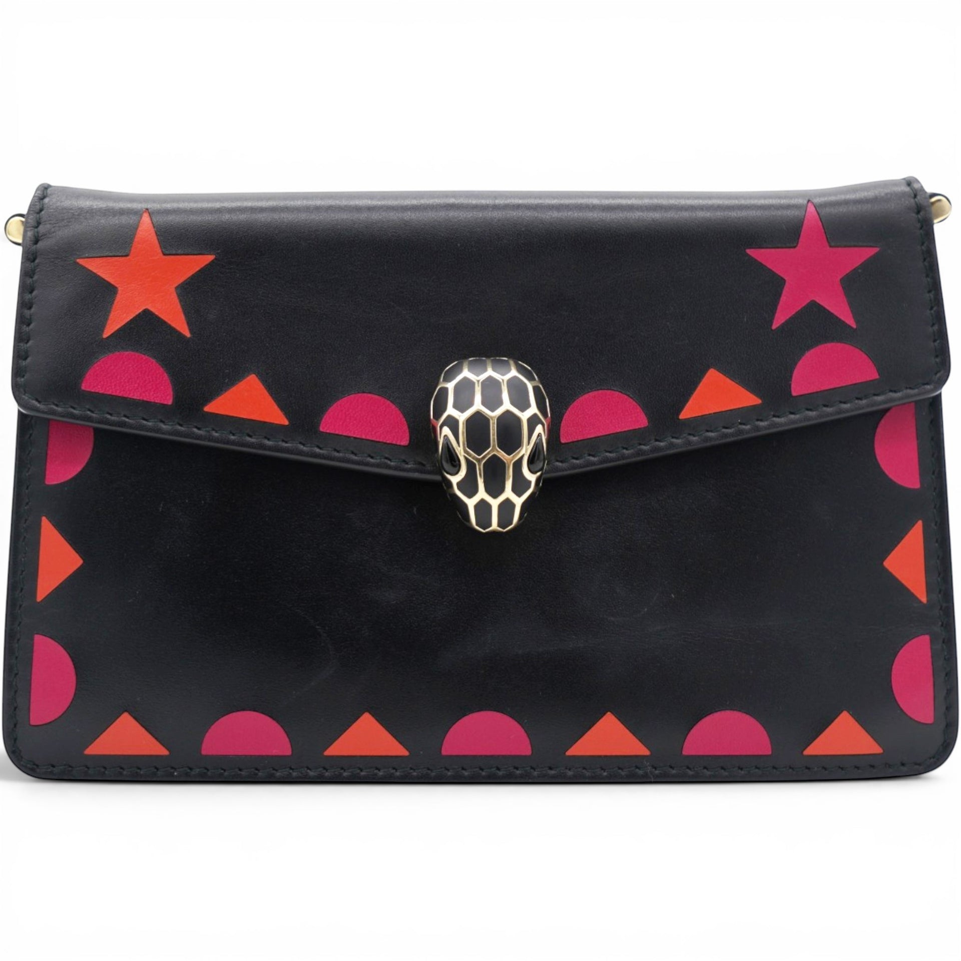 Bvlgari Black Leather Serpenti Shoulder Bag 
