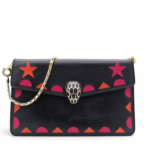 Bvlgari Black Leather Serpenti Shoulder Bag 
