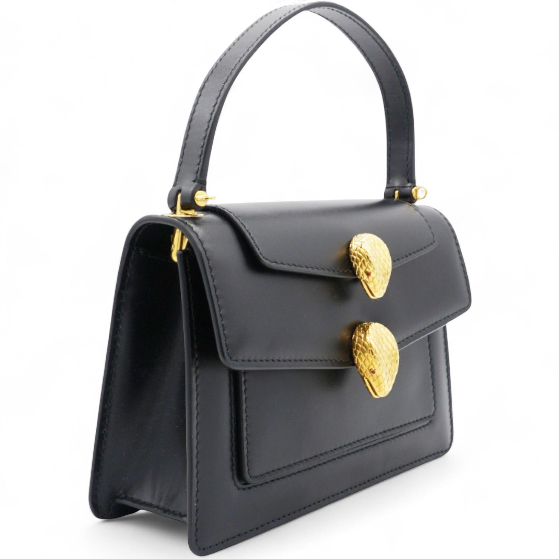 Bvlgari Black Leather X Alexander Wang Serpenti Tote and Shoulder Bag 