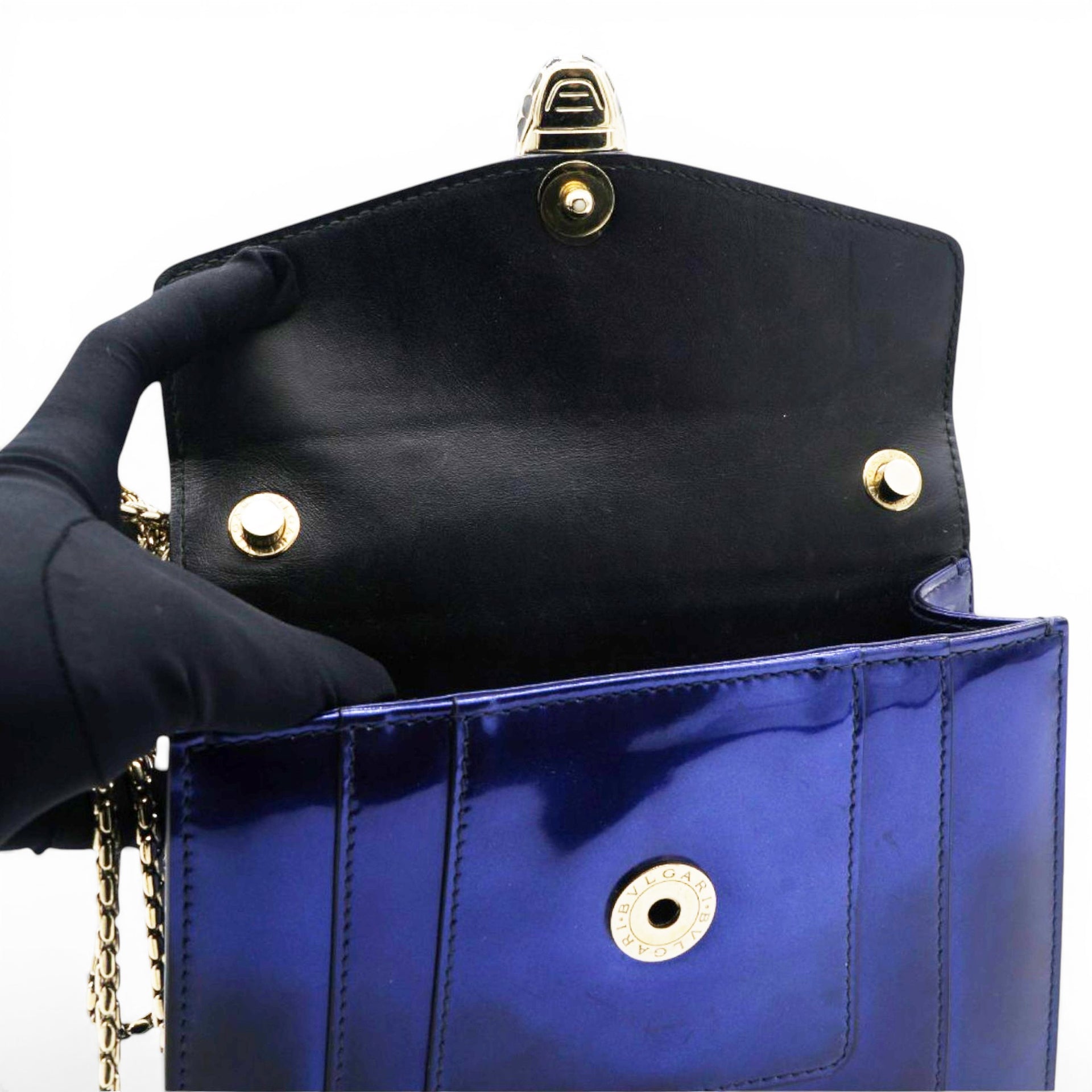Bvlgari Blue Patent Leather Serpenti Forever Shoulder Bag 