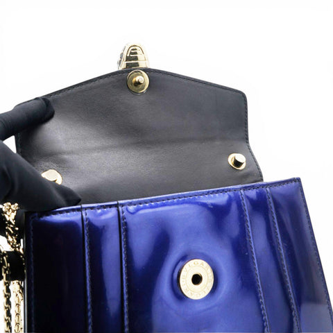 Bvlgari Blue Patent Leather Serpenti Forever Shoulder Bag 