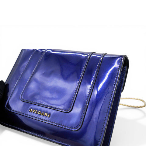Bvlgari Blue Patent Leather Serpenti Forever Shoulder Bag 