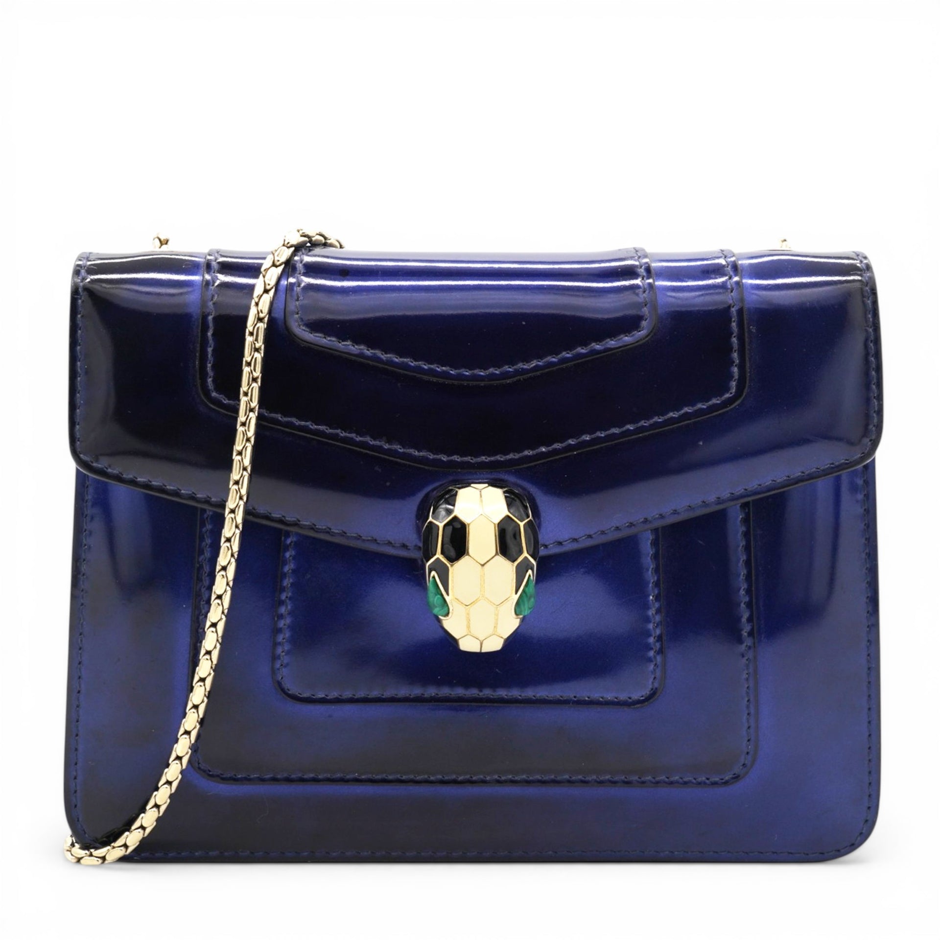 Bvlgari Blue Patent Leather Serpenti Forever Shoulder Bag 