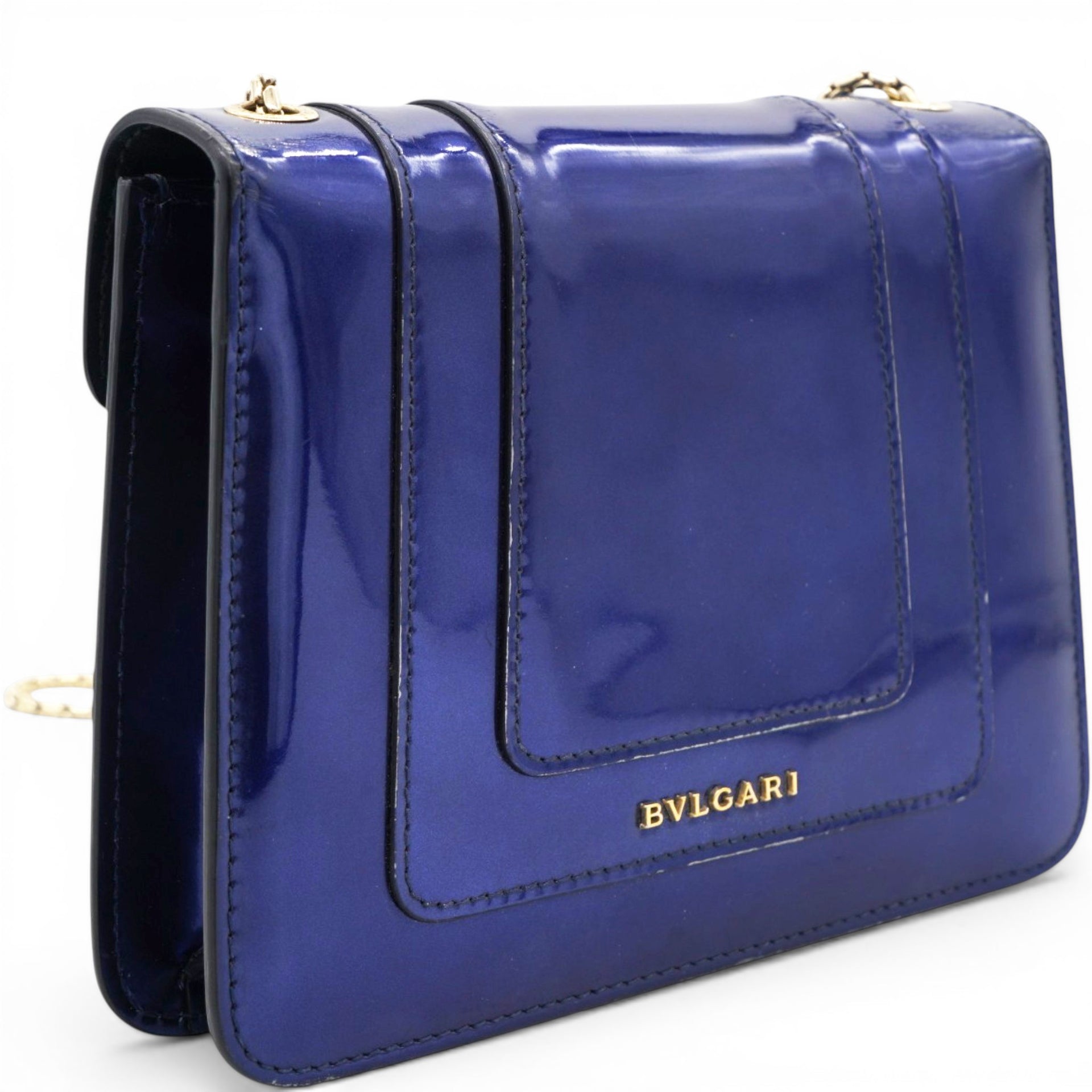 Bvlgari Blue Patent Leather Serpenti Forever Shoulder Bag 