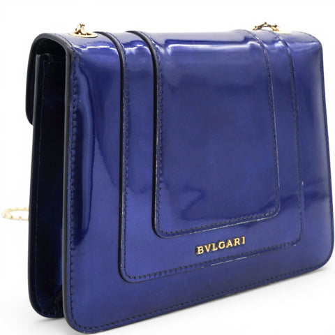 Bvlgari Blue Patent Leather Serpenti Forever Shoulder Bag 
