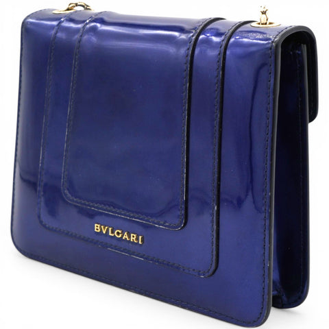 Bvlgari Blue Patent Leather Serpenti Forever Shoulder Bag 